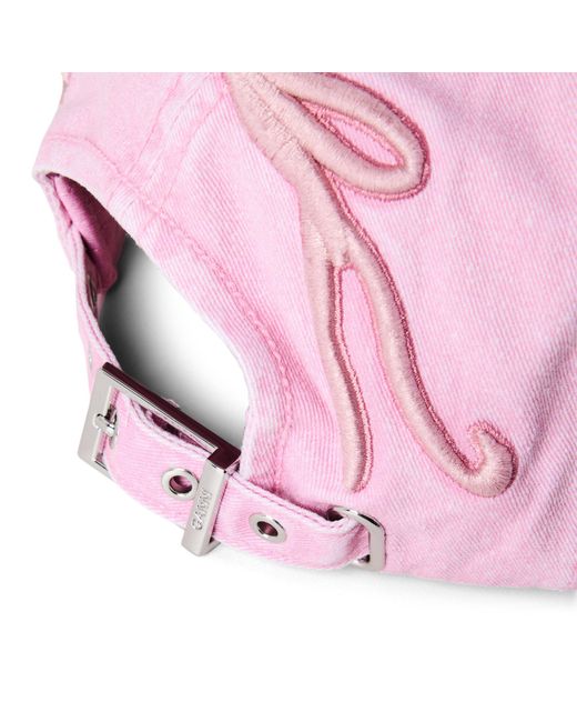Ganni Pink Solid Color Baseball Cap