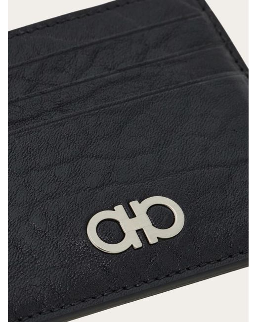 Ferragamo Black Gancini Credit Card Holder for men