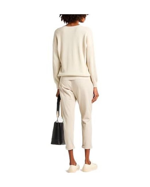 Brunello Cucinelli White Minimal Solid Knit Sweater