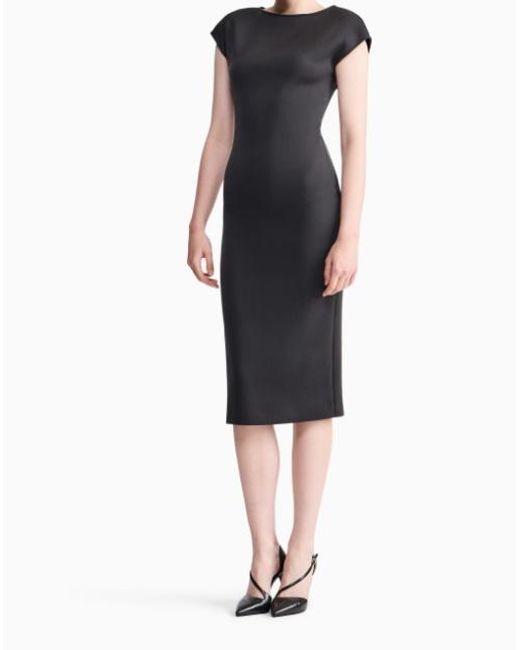 Giorgio Armani Black Dress Short-Sleeved Sheath