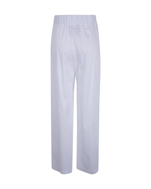 Semicouture White Casual Pants With Elastic Waist