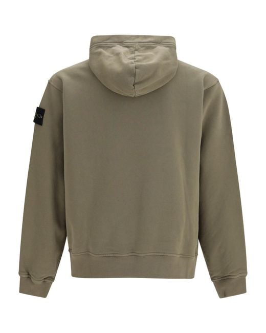 Stone Island Green Logo-Patch Hoodie for men