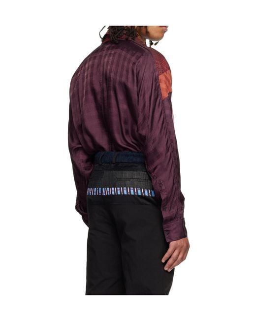 Edward Cuming Red Jacquard Plaid Shirt for men