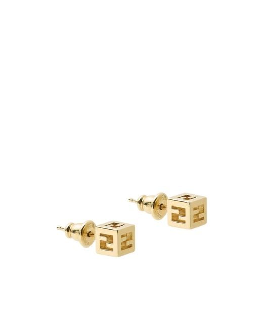 Fendi Metallic Faces Stud Earrings