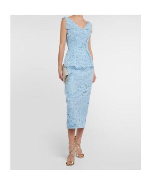 Emilia Wickstead Blue Maesa Lace Midi Dress