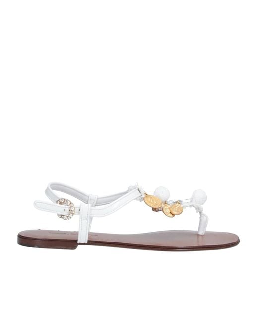 Dolce & Gabbana White Solid Color Flip Flops