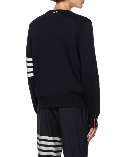 Thom Browne Blue Bar Crewneck Jumper for men