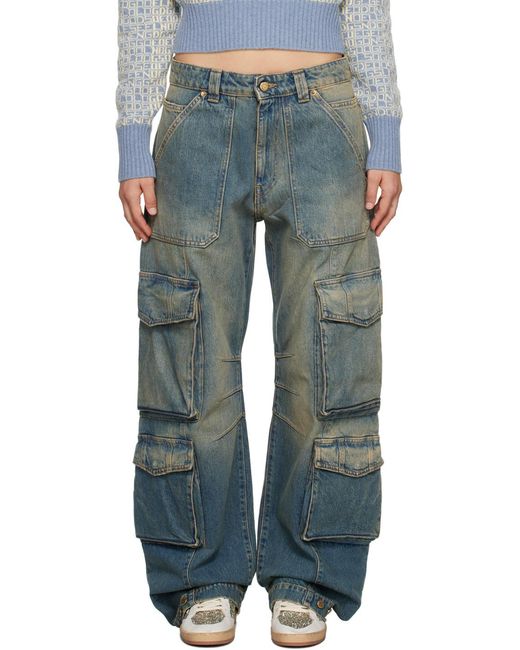 Golden Goose Deluxe Brand Blue Straight-Leg Cargo Jeans
