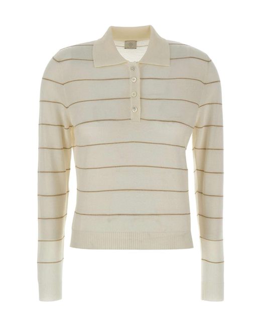 Eleventy White Striped Knitwear