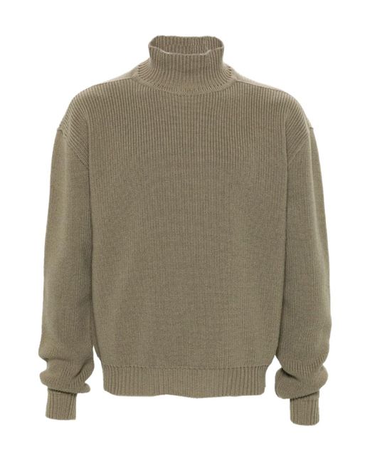 Rick Owens Green Turtleneck Knitted Jumper for men