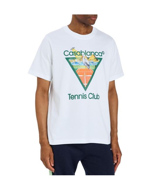 Casablanca White Tennis Club Printed Cotton T-Shirt for men