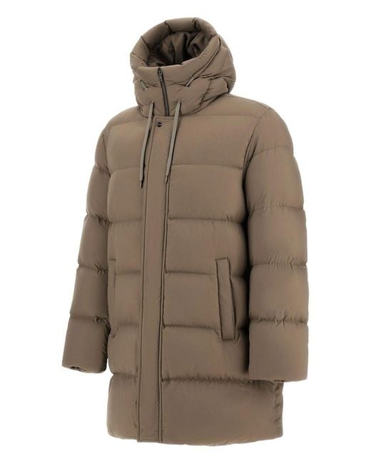 Herno Brown Polar-Tech Hooded Padded Coat for men