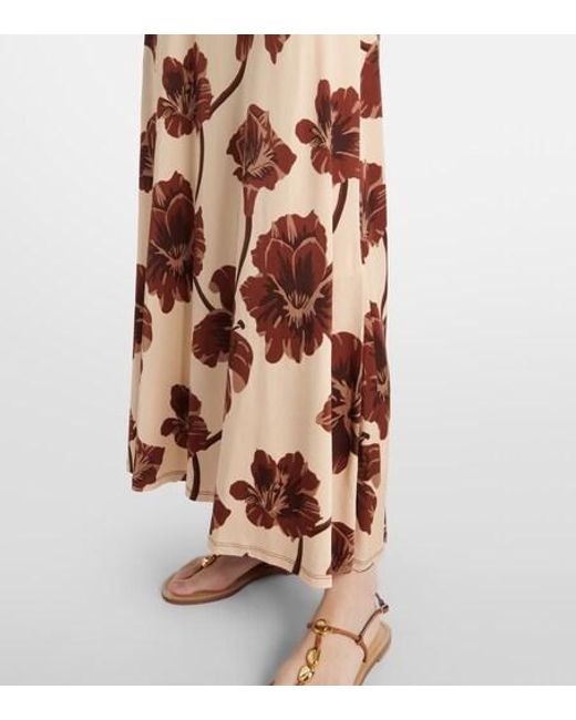 Johanna Ortiz Multicolor Floral Jersey Midi Dress