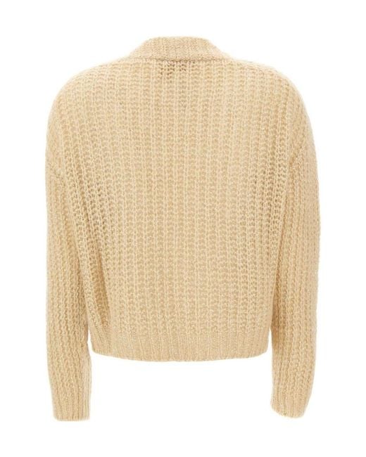 Kaos Natural Open-Knit Sequined Cardigan