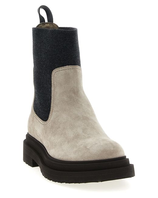 Brunello Cucinelli Black Loop Detail Ankle Boots With Chunky Sole
