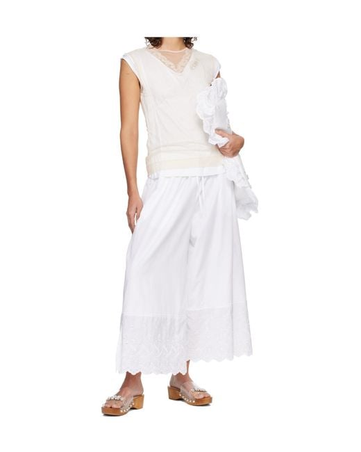 Simone Rocha White Cropped Trim Trousers