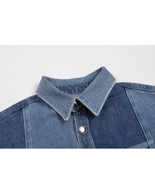 LIU REGALI Blue Stitched Long-Sleeved Denim Shirt