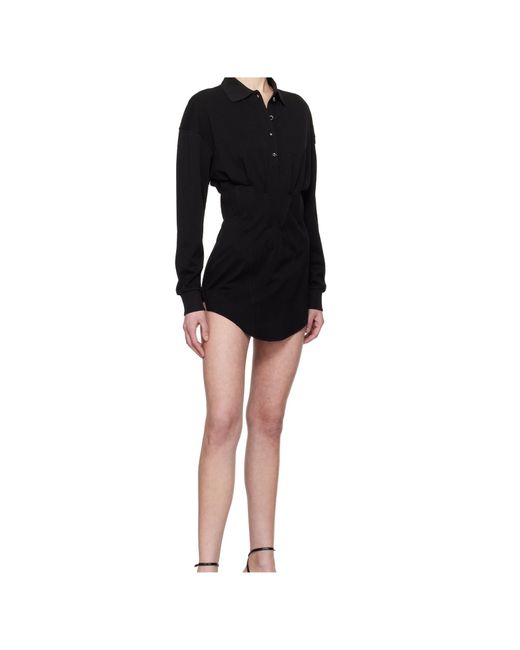 Mugler Black Corseted Polo Mini Dress