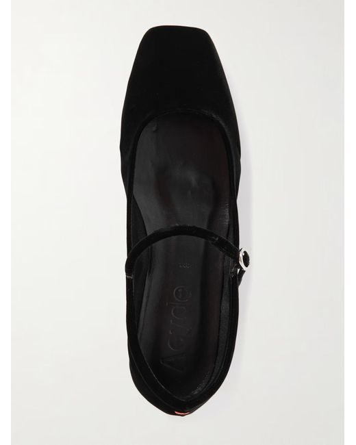 Aeyde Black Velvet Mary Jane Ballet Flats