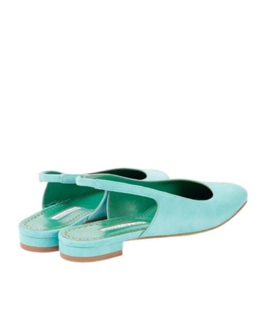 Manolo Blahnik Green Pointed Toe Backless Flat Single Shoes