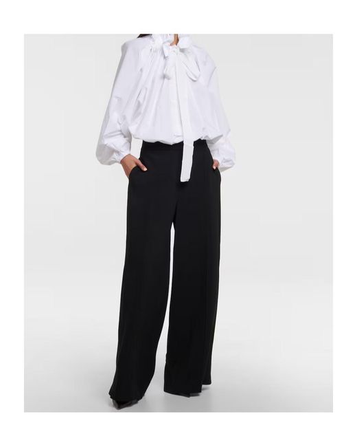 Patou White Ruffle Neckline Tie Blouse
