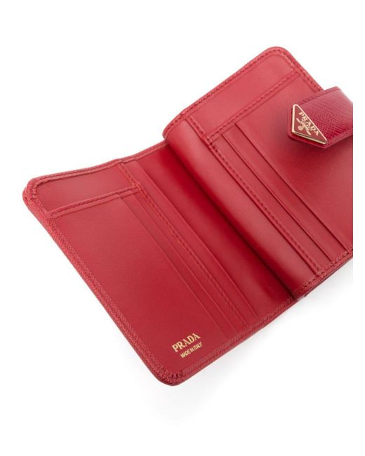 Prada Red Compact Zip-Around Wallet