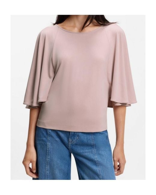 Boss Pink Loose-Fit Cupro T-Shirt With Raglan Sleeves