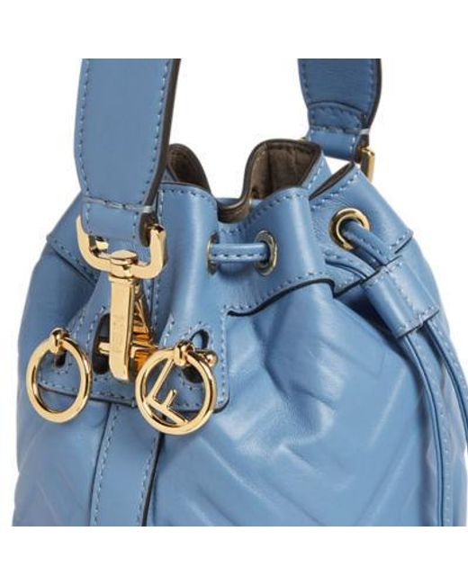 Fendi Blue Mini Mon Tresor Drawstring Bucket Bag