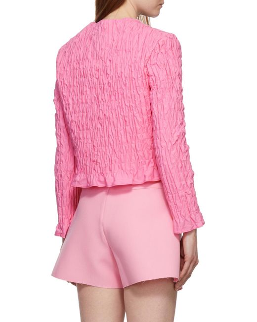 MSGM Pink Ruffle-Detail Blouse