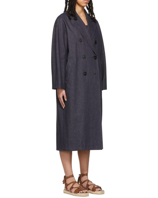 Max Mara Blue Denim Logo Coat