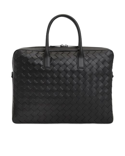 Bottega Veneta Black Weaving Design Briefcase for men