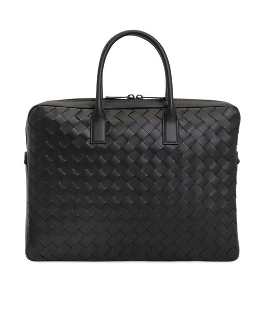 Bottega Veneta Black Weaving Design Briefcase for men
