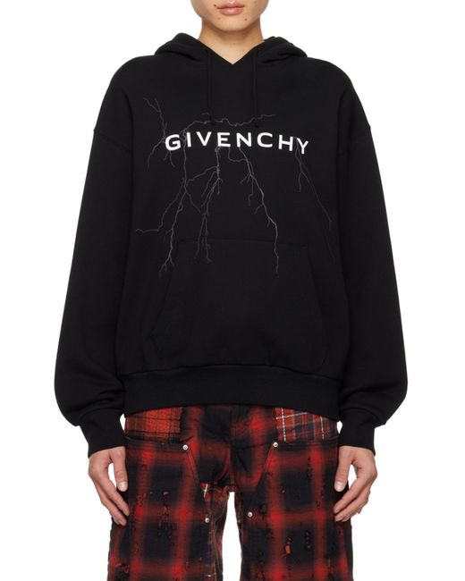 Givenchy Blue Logo Printed Drawstring Hoodie for men