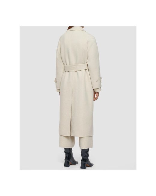 Joseph White Navarre Linear Double Face Wool Coat