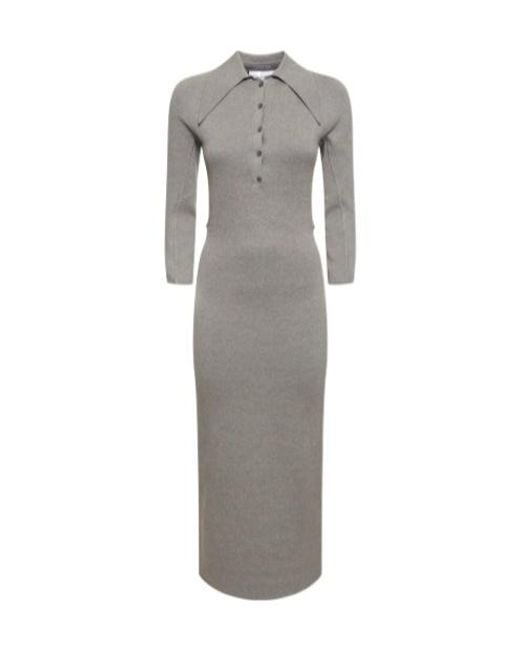 16Arlington Gray Alerone Silk Cotton Midi Polo Dress