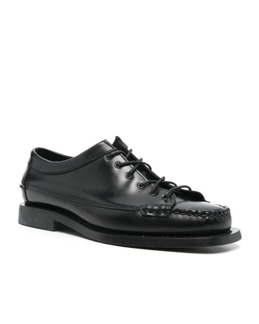 Hereu Black Lace-Up Derby Shoes for men