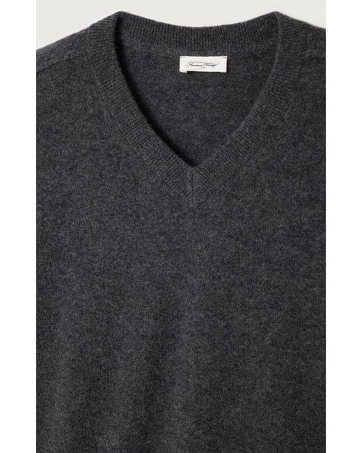 American Vintage Gray Relaxed V-Neck Knitted Sweater for men