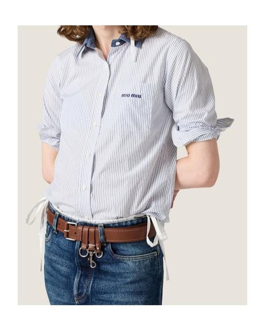 Miu Miu Blue Striped Poplin Shirt