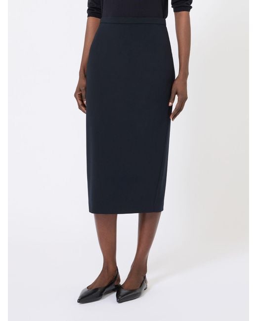 Max Mara Blue High-Waisted Slit Skirt