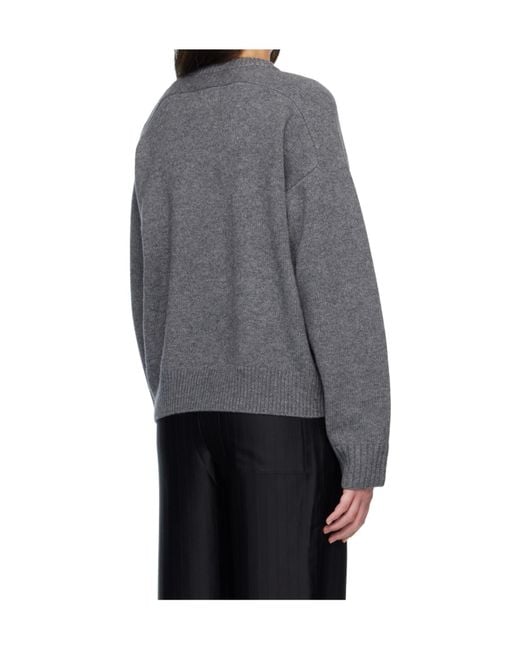 Loulou de Saison Gray Aidar Lds Wool Cashmere Cardigan