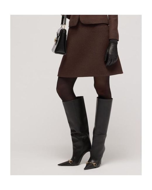 Gucci Brown Gingham Wool Mini Skirt