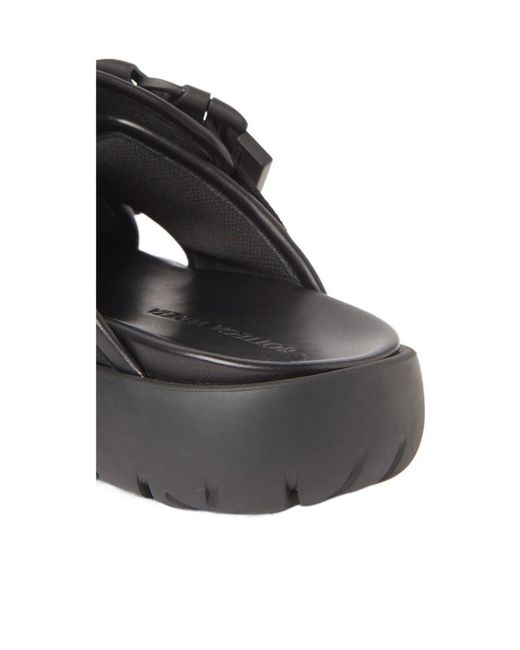 Bottega Veneta Black Snap Slides