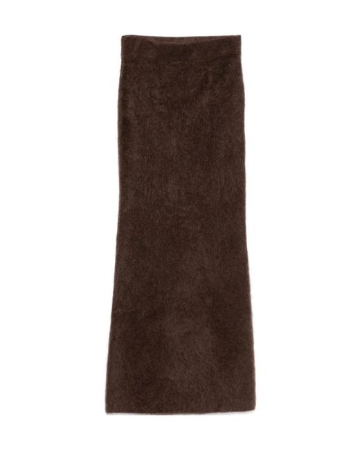 Soft Goat Brown Brushed Longuette Skirt