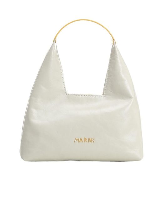 Marni White Logo Lettering Mini Shoulder Bag