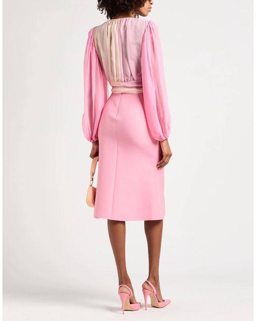 Dolce & Gabbana Pink Colorful Chiffon Long-Sleeve Top