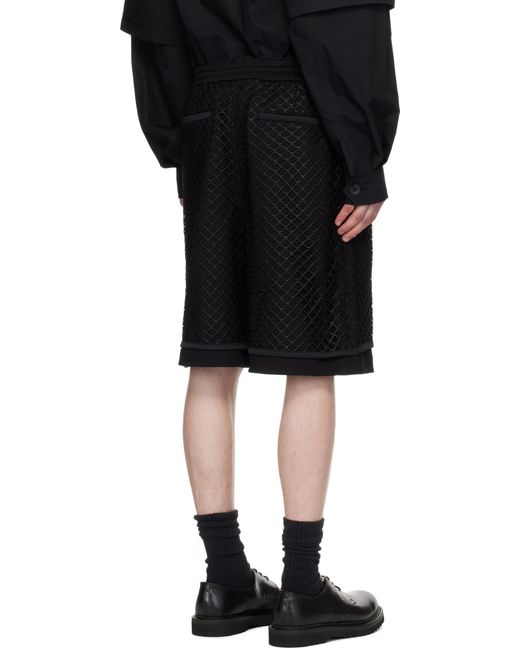 Juun.J Black Net Layered Shorts for men