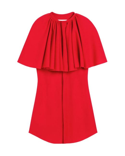 AMI Red Ami Ruffled Mini Dress