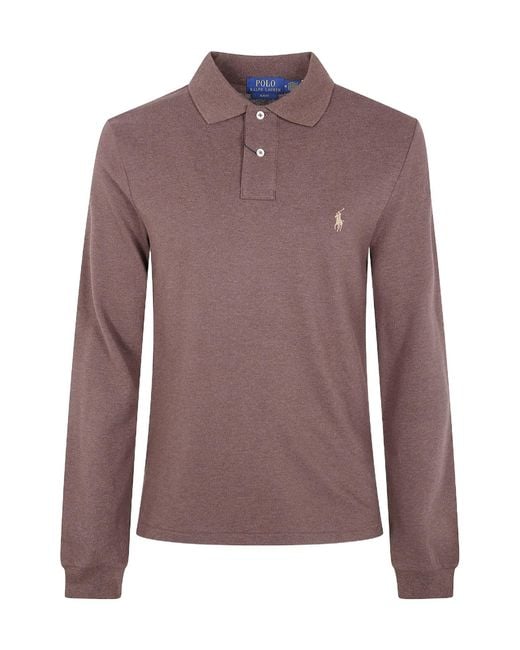 Polo Ralph Lauren Brown Long-Sleeve Polo Shirt for men