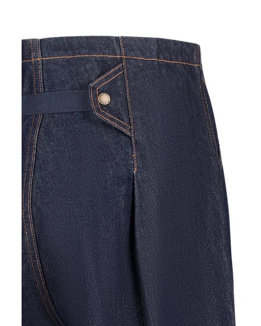 DARKPARK Blue Daisy Contrast-Stitching Wide Leg Jeans