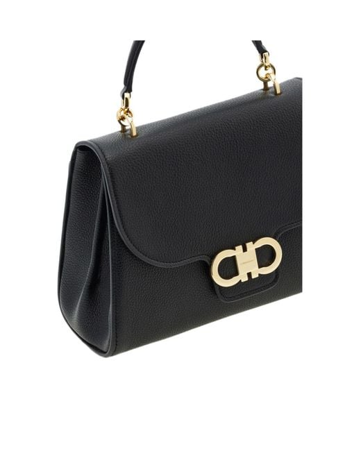 Ferragamo Black Double Gancini Top Handle (S)